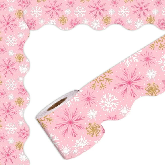 Snowflakes Pattern Border Trim Wall Sticker 65ft Length for Chalkboard Bulletin Board Notice Board Christmas Decoration