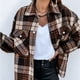 thumbnail image 3 of Chaqueta Blusas de otoño para mujer Camisa a cuadros informal de manga larga Traje diario (Marrón S) Ygjytge Marrón T S para Mujer, 3 of 5