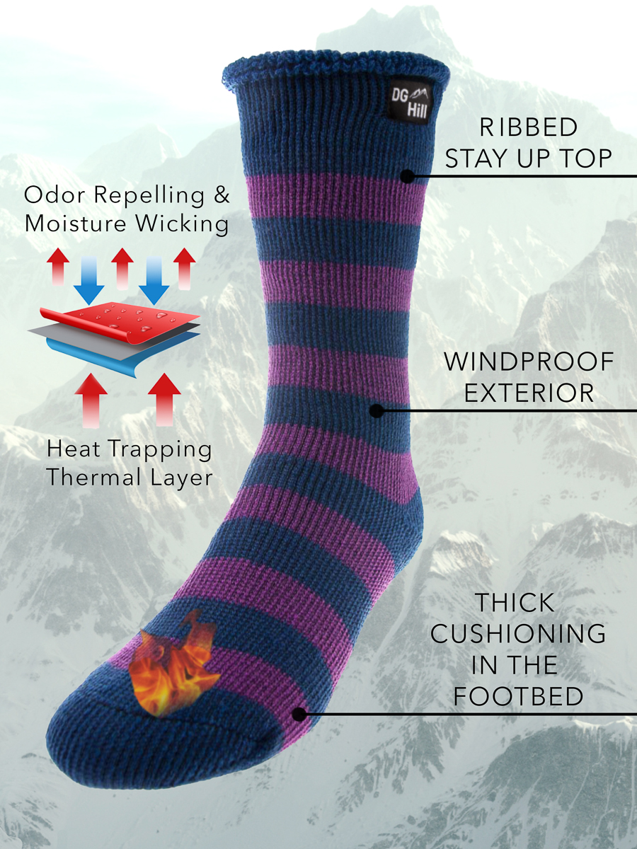 DG Hill Thermal Socks For Men, Heat Trapping Thick Thermal Insulated Winter Crew Socks, 2 Pack - image 5 of 7