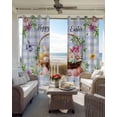 thumbnail image 3 of Easter Eggs Blackout Curtains 90 Inch Length 2 Panels Set for Living Room Bedroom, Watercolor Flowers Plants Eggs Butterfly Blue Plaid Privacy Window Treatment Thermal Black Out Drapes 52"x90", 3 of 8