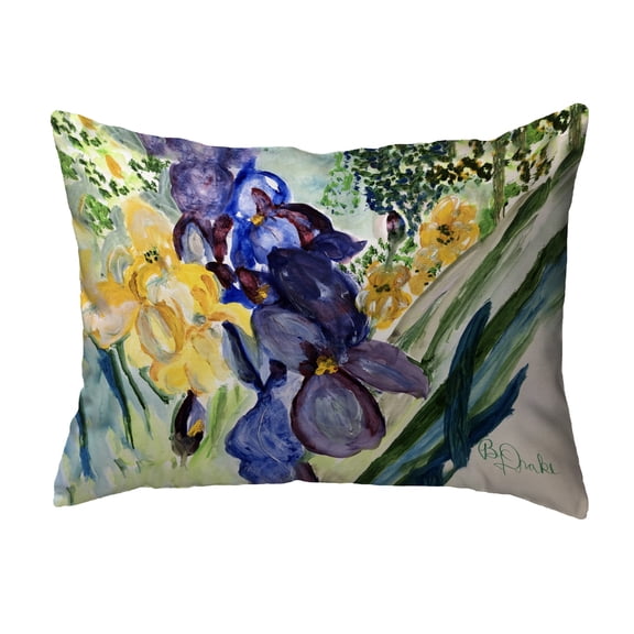 Betsy Drake Interiors Yellow & Blue Iris Small Noncorded Pillow 11x14