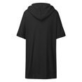 thumbnail image 5 of Women's 2025 Summer Oversized Short Sleeve Drawstring Hoodie Knit Side Slit Tunic Tops with Pocket, 5 of 5