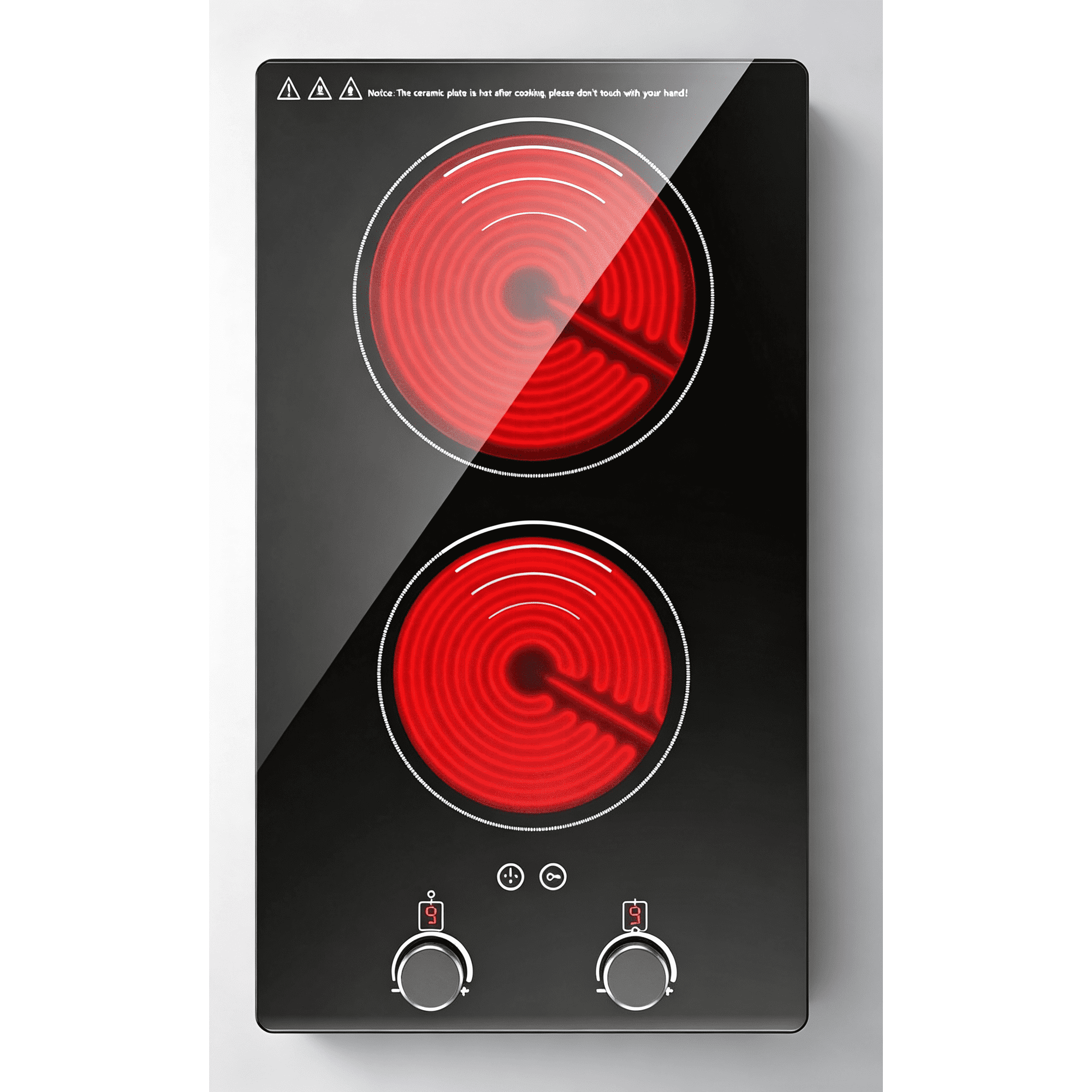 Electric Cooktop,110V 2400W Electric Stove Top with Knob Control,9 Power Levels, Kids Lock & Timer,LED touch control,Overheat Protection Electric stove,24 Inch desktop 2 burner