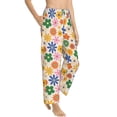 thumbnail image 2 of Uemuo Groovy Daisy Flowers Pattern Women's Wide Leg Palazzo Lounge Pants with Pockets Light Weight Loose Comfy Casual Pajama Pants-X-Large, 2 of 9