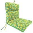 thumbnail image 3 of Jordan Manufacturing 44" x 22" Citrus Pod Green and Yellow Fruit and Fuzzy Pod Green Solid Reversible Rectangular Outdoor Chair Cushion with Ties and Hanger Loop, 3 of 12