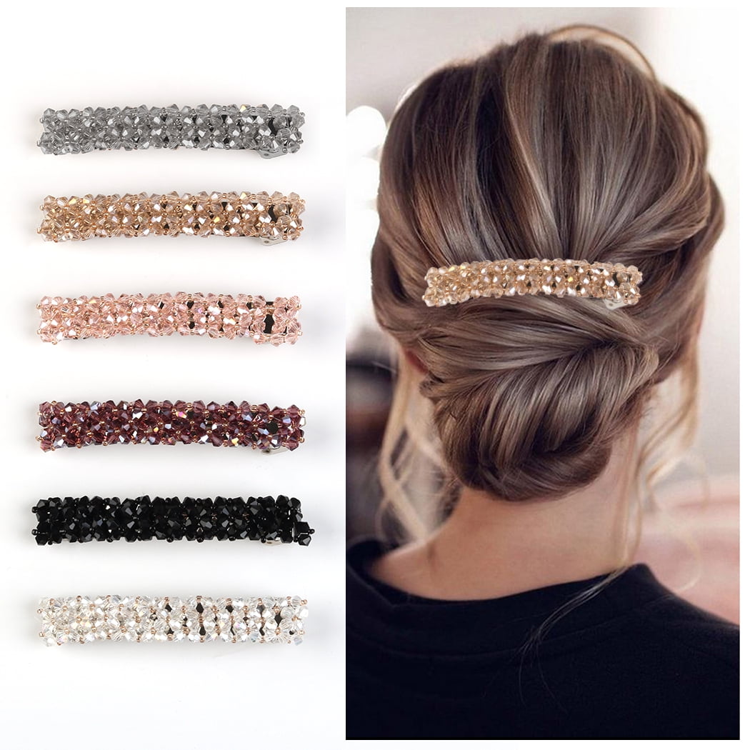 Fashion Women Crystal Bowknot Hair Clips Barrette Stick Hairpin Hair Accessories 