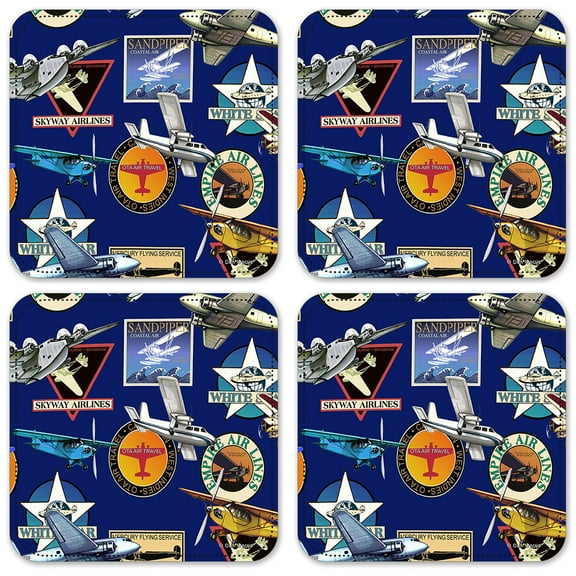 Vinyl Drink Coasters - Set of 4 - Airplanes - Image by Dan Morris