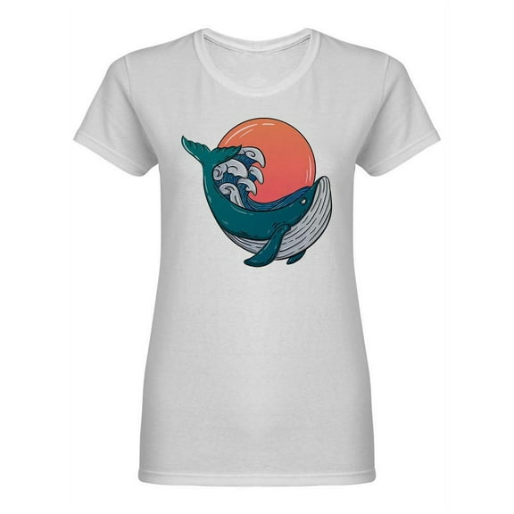 Sunset Whale Design  Shaped T-Shirt Women -Image by Shutterstock, Female Medium