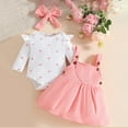 thumbnail image 2 of Taybagh Girl First Birthday Outfit Elegant Girl Cute Clothes with Romper Skirt Hairband Three Piece Set Pink 0-3 Months, 2 of 9