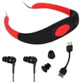 thumbnail image 1 of Auriculares deportivos Bluetooth impermeables para colgar en el cuello con tarjeta enchufable 4G (negro y rojo), 1 of 8