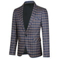 thumbnail image 4 of Cloudstyle Men's Slim Fit Smart Casual Plaid Single-Breasted One-Button Notch Lapel Blazer - Spring/Fall Wrinkle-Resistant Regular Length Round Hem, 4 of 10