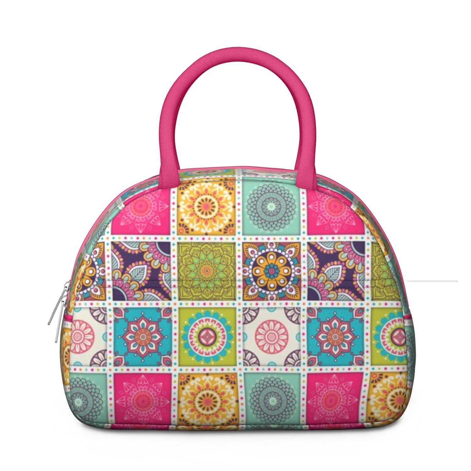 Boho Floral Lunch Bag for Women, Insulated Vintage Lunch Tote with Earthy Tribal Folk Style, Colorful Leakproof Lunch Box for Work, School or Travel