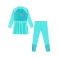 thumbnail image 4 of Yeahdor Kids Girls Modest Burkini Swimsuit Long Sleeve Full Cover Swim Top Leggings ​Conservative Bathing Suit Green 6, 4 of 7