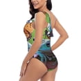 thumbnail image 4 of Cauagu Butterfly Landing On Head Dumpy Frog Print Women's Sexy One Piece Swimsuits One Shoulder Ruffle Tummy Control Bathing Suit Slimming Swimwear-XX-Large, 4 of 6