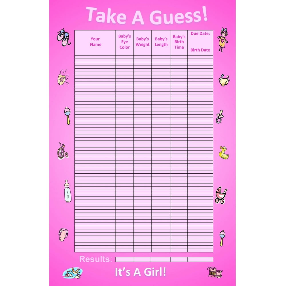 Bundle Board It's A Girl! Baby Guessing Game and Keepsake, Large 60