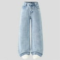 thumbnail image 6 of Staki Little Girl Jeans Girl's Washed Jean Elastic Waist Denim Pants Straight Leg Trousers with Pockets 5-13Y(Light Blue,9-10 Years), 6 of 9