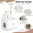 thumbnail image 6 of Litter Box Enclosure with Cat Tree Tower, 2-in-1 Hidden Cat Washroom with Cat Condo, Plush Perch, Scratching Posts, Hidden Cat Litter Box Furniture with Divider for Indoor Cats (White), 6 of 9