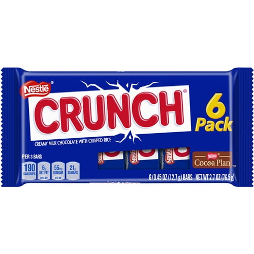 Nestle Crunch Chocolate Candy Bars, 0.45 Oz., 6 Count
