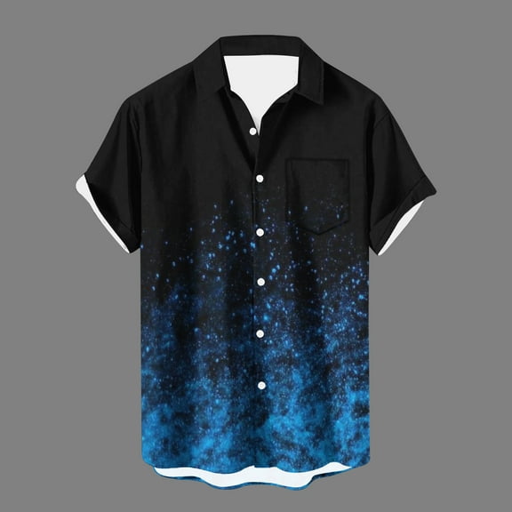 Njoeus White Blouse Sports Shirts for Men Men's Fashion Tie-Dyed T-Shirt Color Block Tees Casual Button Up Linen Shirts Pockets Tops Blouse Short Sleeve Shirts for Men