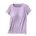 thumbnail image 4 of JWSVBF Short Sleeve Shirts for Women Crewneck Solid Womens Tshirts Women's Tops Light Blue, 4 of 4