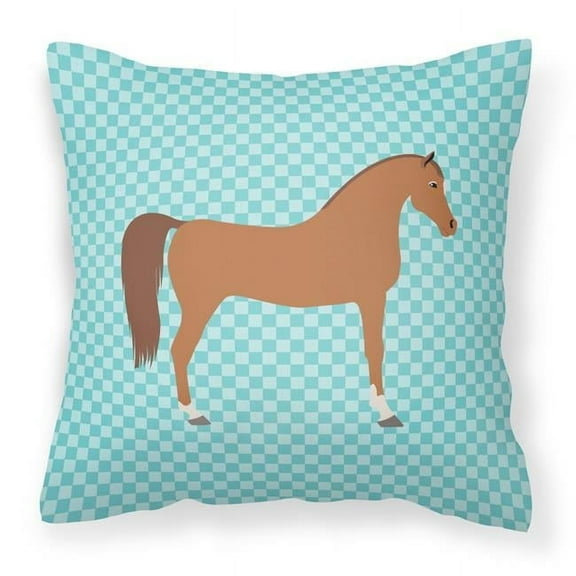 Carolines Treasures BB8085PW1818 Arabian Horse Blue Check Fabric Decorative Pillow, 18 x 18 in.
