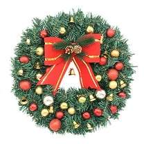 Mini Christmas Wreath, 11.8 Inch Lighted Christmas Wreath for Front Door, Mini Artificial Xmas Wreath for Holiday Christmas Party Decorations