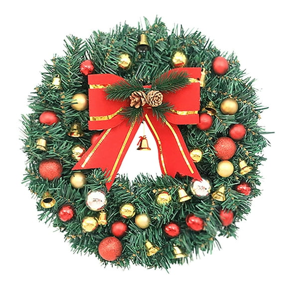 Mini Christmas Wreath, 11.8 Inch Lighted Christmas Wreath for Front Door, Mini Artificial Xmas Wreath for Holiday Christmas Party Decorations