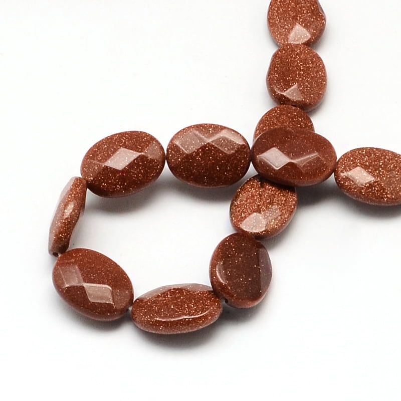 Synthetic Goldstone Beads Strands Faceted Oval 17x13x6mm Hole: 1mm about 13pcs/strand 8.26 inch