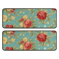 Kitchen Rugs Sets Of 2,Pioneer Flower Floral Print Pattern Anti Fatigue Kitchen Mat Rugs Non Slip Washable,Decorative Kitchen Floor Mats for Kitchen,Sink,Laundry,17"x47" 17"x47"
