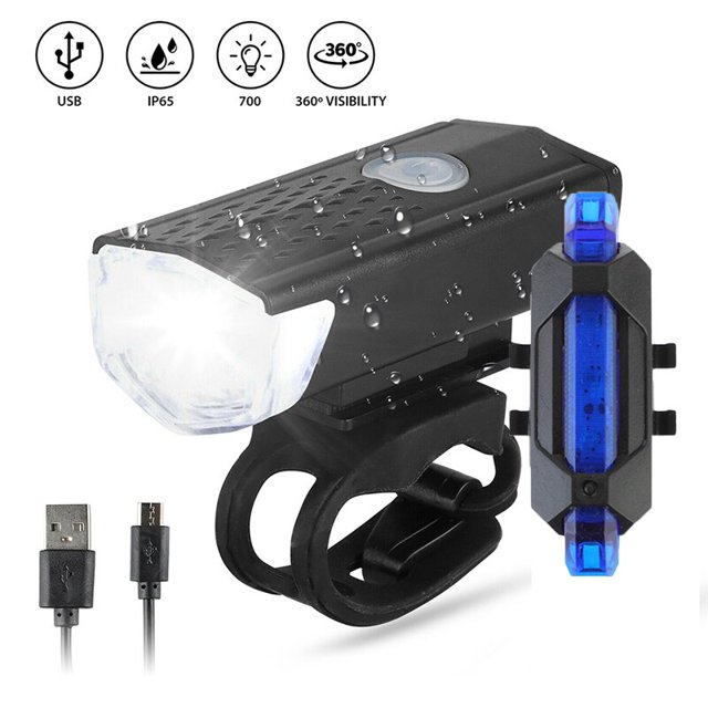 Luces delanteras de bicicleta recargables, luz trasera delantera y trasera, faro delantero para bicicleta de montaña, accesorios para bicicleta, accesorios para Ciclismo Dengxun unisex