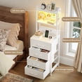 thumbnail image 2 of GUNAITO Nightstand with Charging Station & LED Light, 4 Fabric Drawers & 3 Shelves Bedside Table, Modern End Table for Bedroom,White, 2 of 8