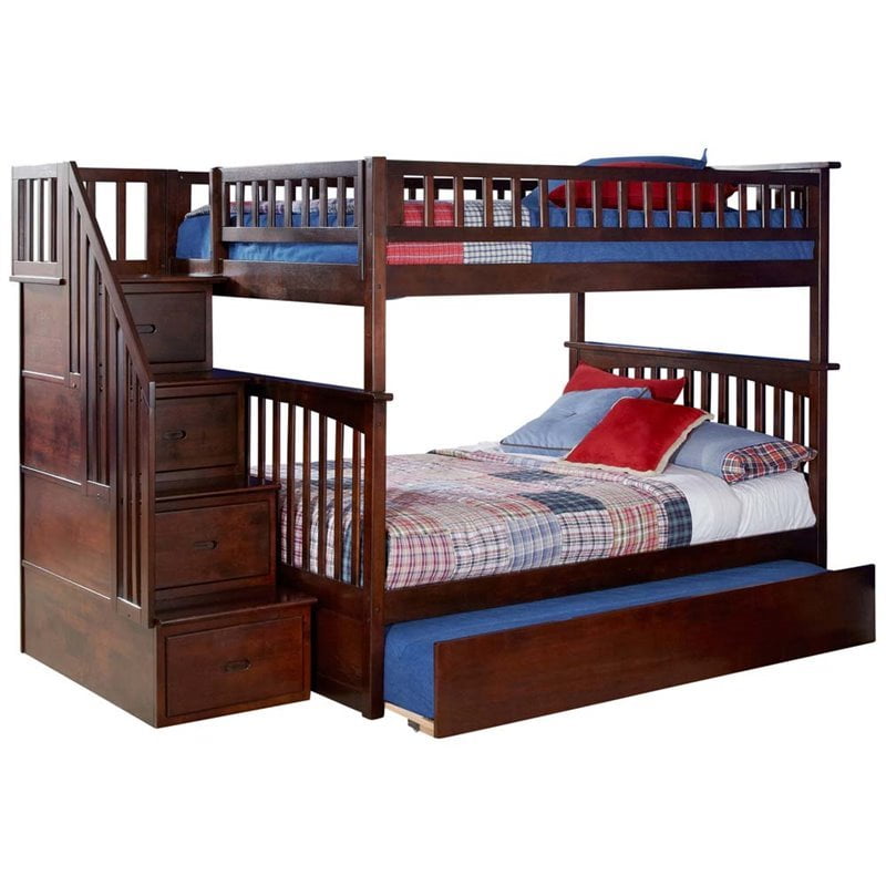 Staircase Trundle Bunk Bed, Full Over Bunk Beds With Stairs And Trundle