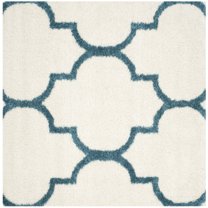 SAFAVIEH Phyillis Geometric Kids Shag Area Rug, Ivory/Blue, 6'7" x 6'7" Square
