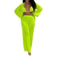 thumbnail image 2 of SAYOO Ropa de mujer de 3 piezas, blusa común, sujetador de tirantes, pantalones SAYOO moda, 2 of 6