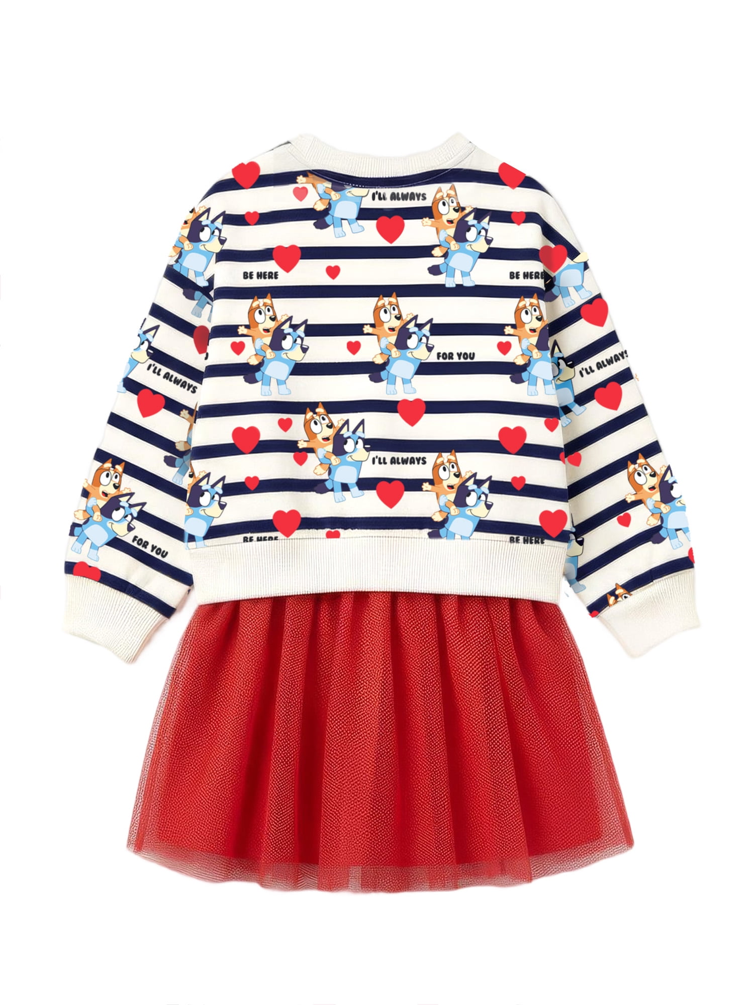 Bluey Stripe Girls Sweatshirt Tutu Dress, Sizes 4-12