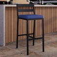 thumbnail image 6 of LeisureMod Patio Bar Stool in Powder-Coated Aluminum Frame with Removable Cushion Low Open-Back Design and Footrest Chelsea Collection in Blue, 6 of 11