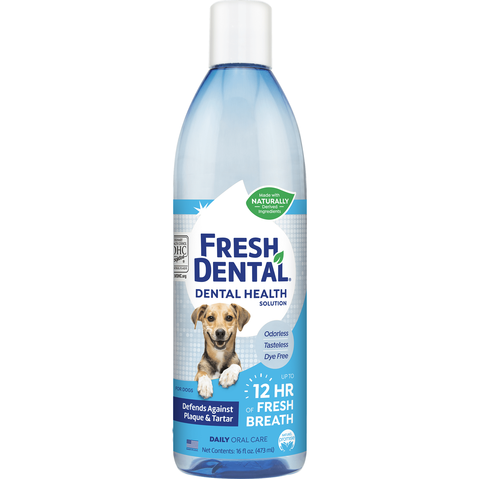 Naturel Promise Fresh Dental Dog Breath Freshener Water Additive for Dogs, 16 oz Bottle