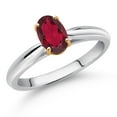 thumbnail image 2 of Gem Stone King 10K White and Yellow Gold Ruby Red Mystic Topaz Solitaire Engagement Ring for Women (0.80 Cttw, Oval 7X5MM, Gemstone Birthstone, Size 9), 2 of 4