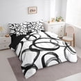 thumbnail image 6 of Erosebridal Geometric Circle Pattern 7-Piece Twin Bedding Sets,Modern Stripe Neutral Art Bedding Comforter Set,White And Black,Reversible, 6 of 7