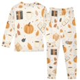 thumbnail image 2 of FORMRS Long Sleeve Top and Pants Pajama Set for Niños 2-Piece Sleepwear, Sizes 18M-8Y, Beige Fall Pumpkin, 2 of 6
