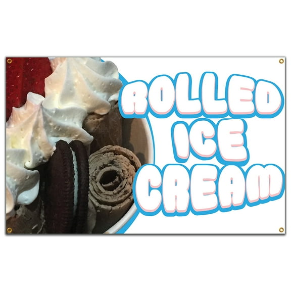 SignMission B-60 Rolled Ice Cream19 60 in. Rolled Ice Cream Banner with Concession Stand Food Truck Single Sided