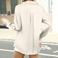 thumbnail image 3 of Women’s Basic Button Down Shirt – Casual Long Sleeve Solid Color Blouse, Lightweight Loose Fit Top Champagne, 3 of 4