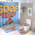 thumbnail image 1 of La tropa Goofy-theme 4-Piece Shower Curtain Set with Rugs, Waterproof Bathroom Decor Set Includes Bath Mat, U-Shaped Rug, Toilet Lid Cover and Curtain with Hooks, 1 of 4
