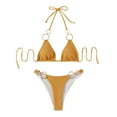 thumbnail image 2 of Halter Bikini Swimsuits for Women Ribbed Bathing Suits Strappy Bikini Top Sexy Thong Bottoms Two Piece Swimwear, 2 of 4