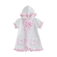 thumbnail image 2 of Baby Girl Hooded Swim Cover Up - Gingham Ruffle Bow Beach Robe for Pool  Summer, 2 of 10