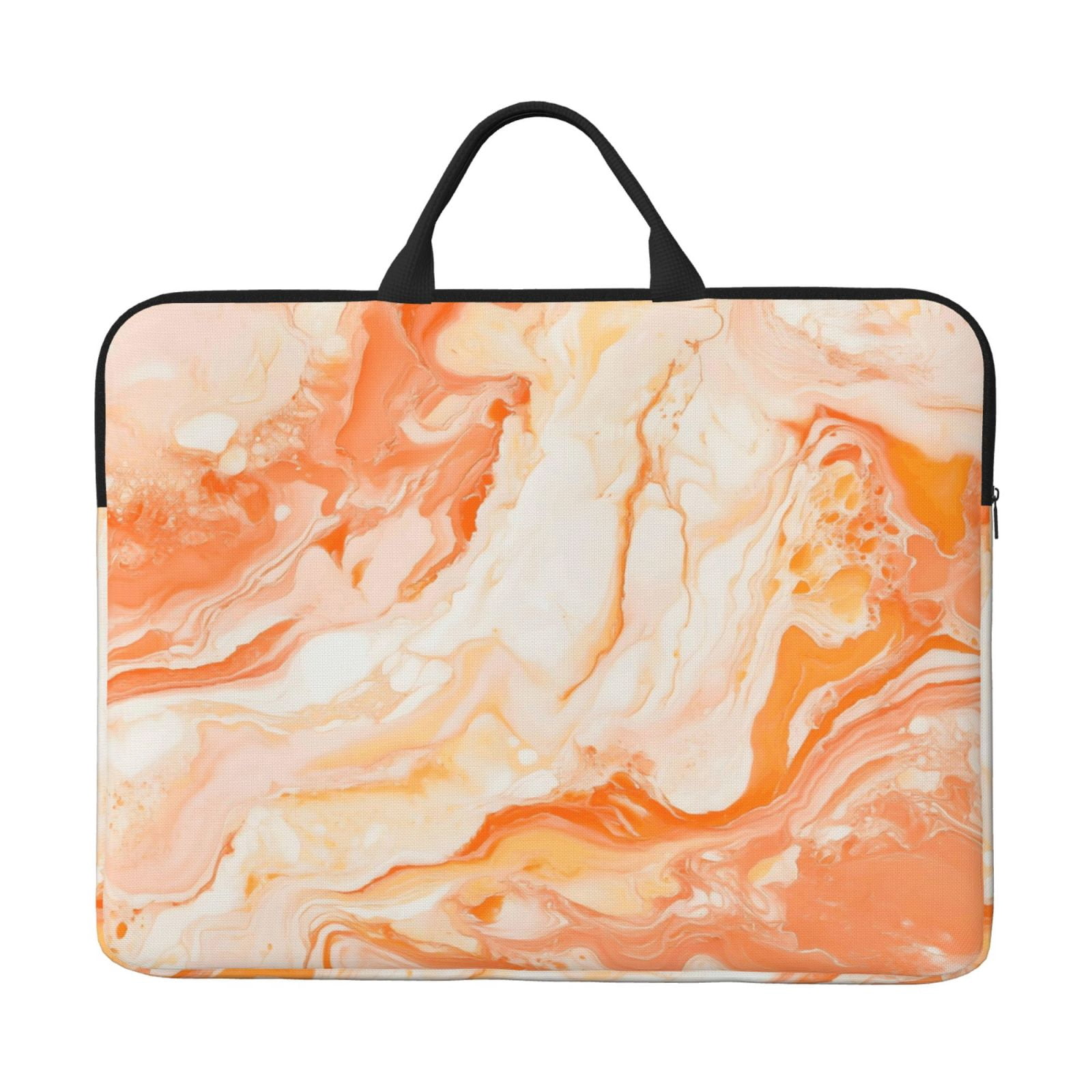 Laptop Sleeve Bag For Women Men 14inch Waterproof Durable Protective Computer Carrying Cover Handle Laptop Case Bag Peachpuff Marble_1