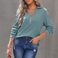 thumbnail image 3 of Suéter de cuello alto para mujer, jersey de manga larga, prenda exterior informal, color azul, talla L, otoño e invierno, 3 of 6