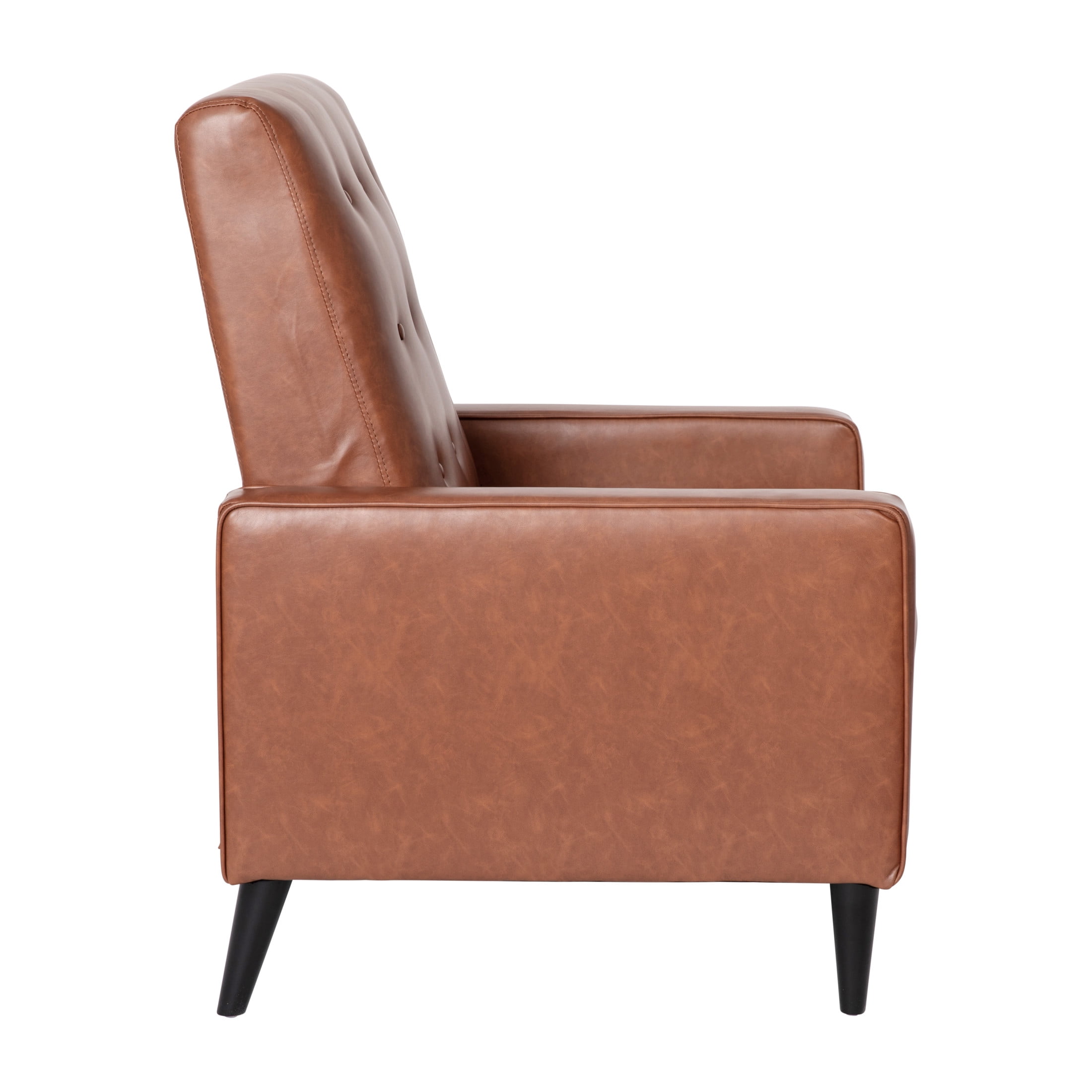 Flash Furniture Erza LeatherSoft Button Tufted Modern Pushback Recliner, Cognac Brown