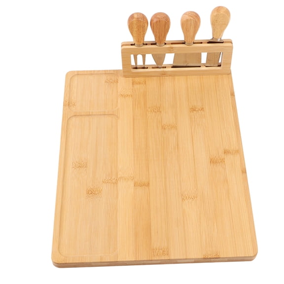 YAHHU Bamboo Rectangular Cheese & Charcuterie Board – 3‑Section Design, Odorless, Easy‑to‑Clean, Versatile Kitchen Cutting Surface