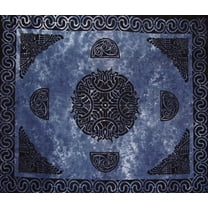 Celtic Tapestry Cotton Bedspread 104" x 88" Full Blue